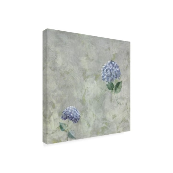 Pablo Esteban 'Blue Flowers Over Gray 1' Canvas Art,35x35